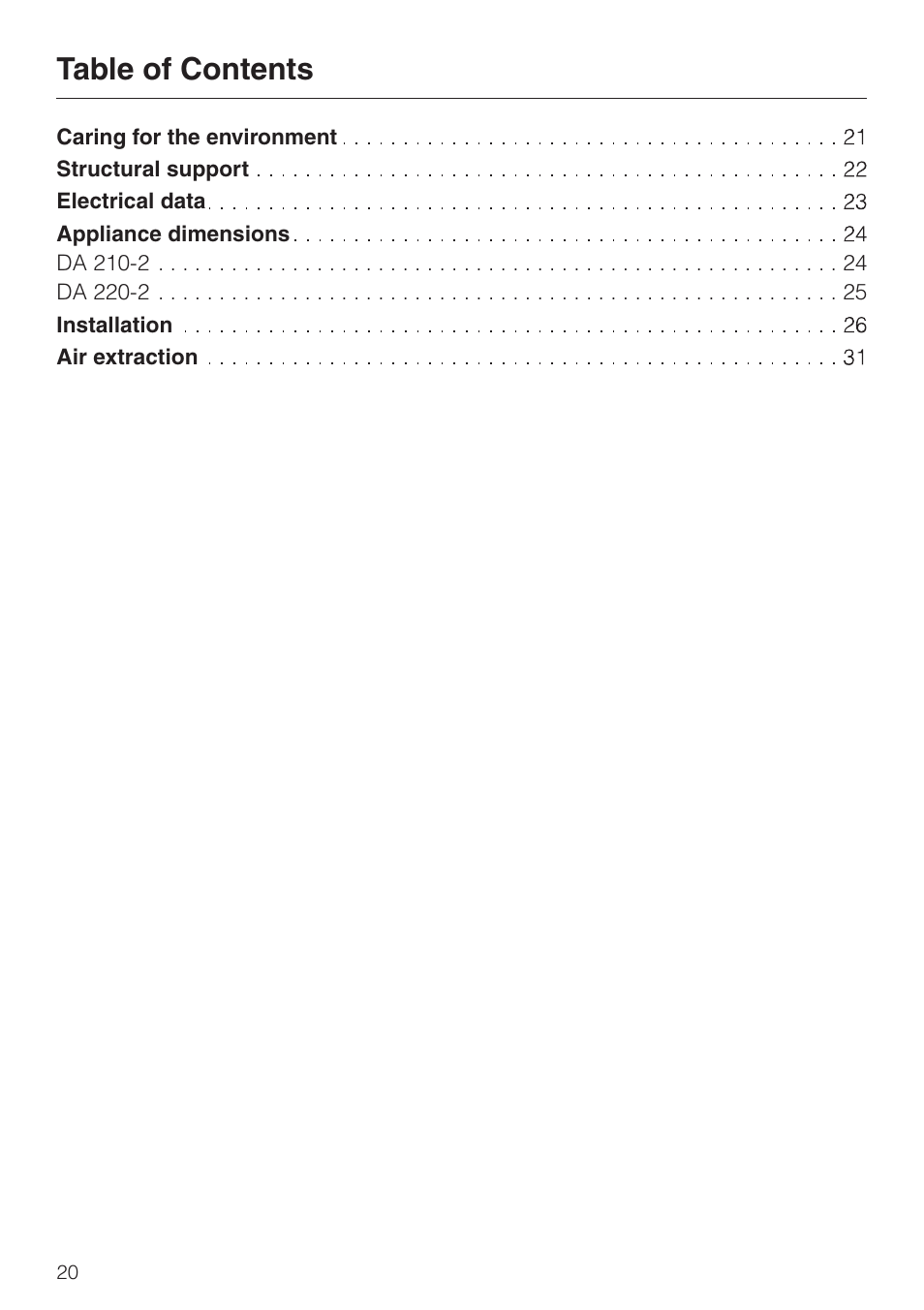 Miele DA210-3 User Manual | Page 20 / 36
