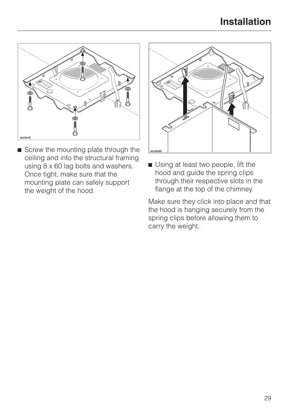 Installation | Miele DA210-3 User Manual | Page 29 / 36
