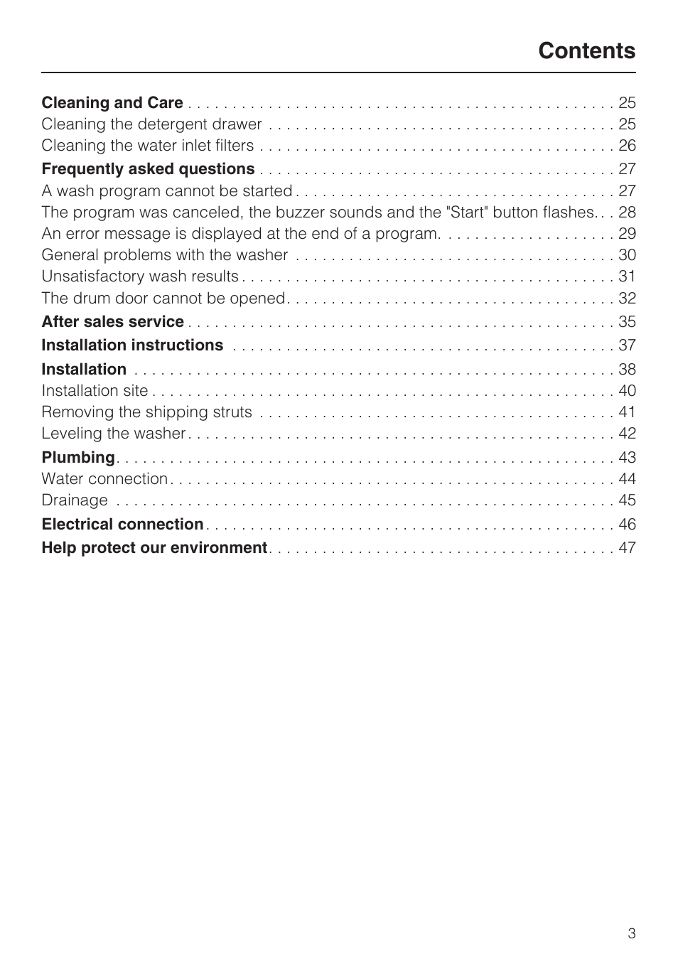 Miele W 4800 User Manual | Page 3 / 52