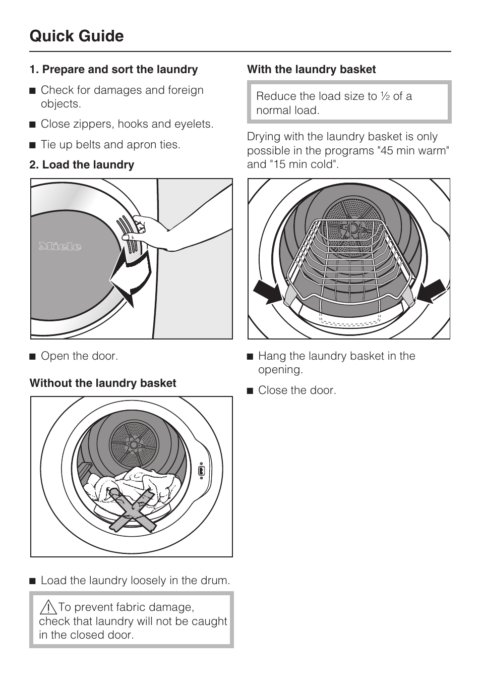 Quick guide | Miele TOUCHTRONIC T 9820 User Manual | Page 18 / 36