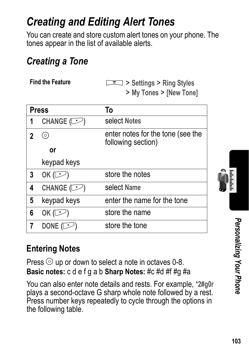 Creating and editing alert tones, Creating a tone | Siemens U15 User Manual | Page 104 / 188