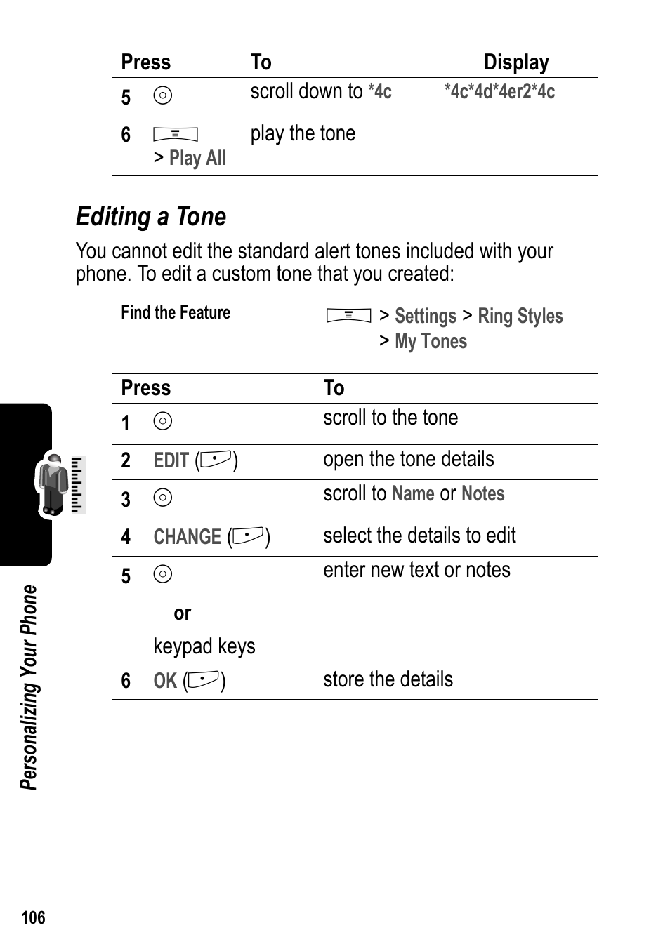 Editing a tone | Siemens U15 User Manual | Page 107 / 188