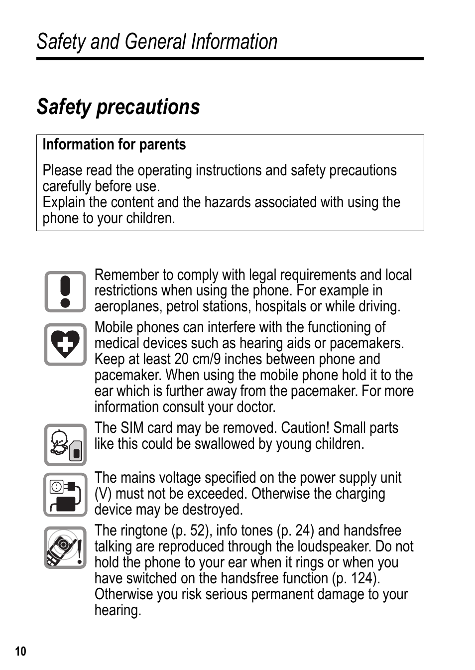 Safety and general information, Safety and general information safety precautions | Siemens U15 User Manual | Page 11 / 188