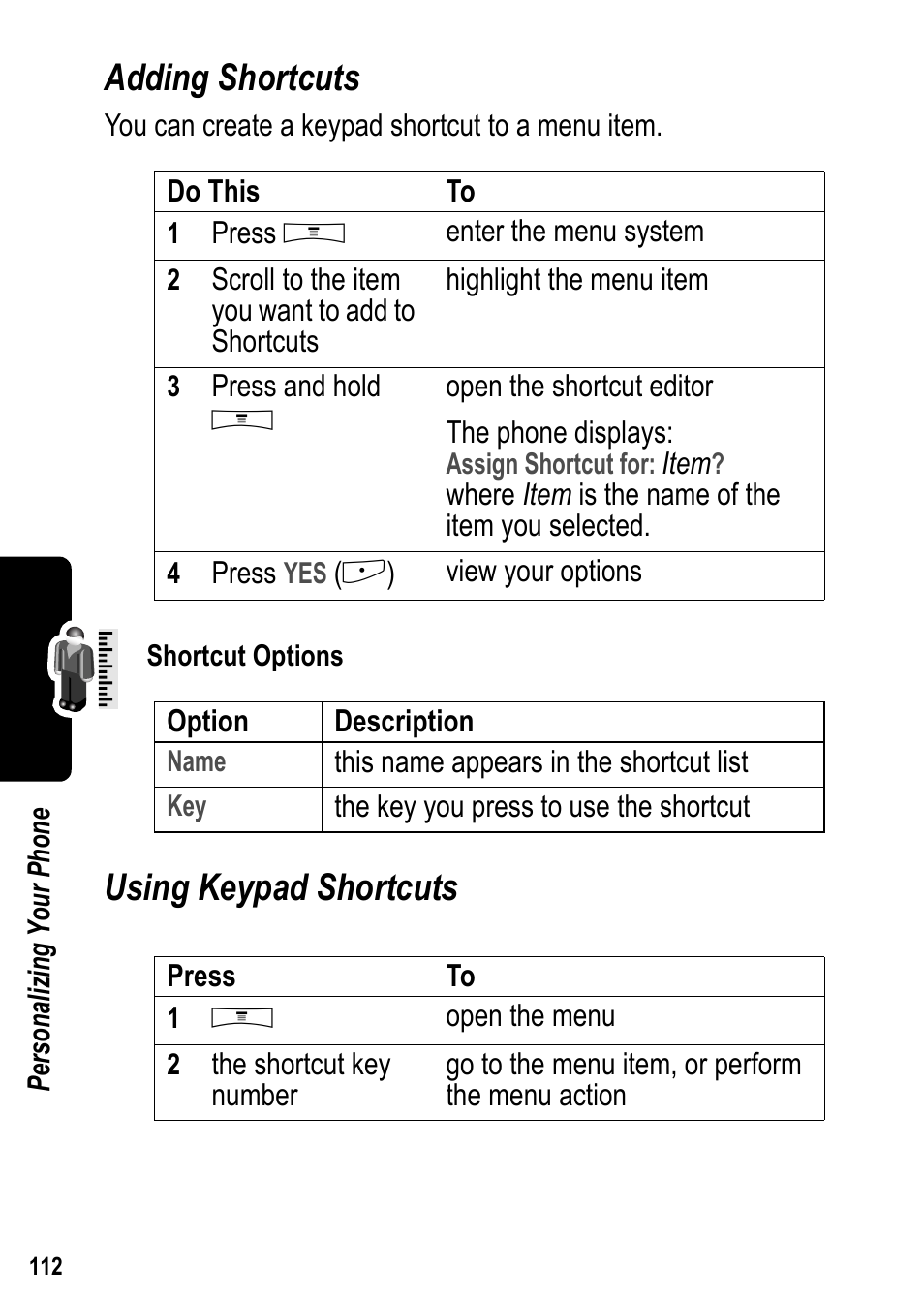Adding shortcuts, Using keypad shortcuts | Siemens U15 User Manual | Page 113 / 188