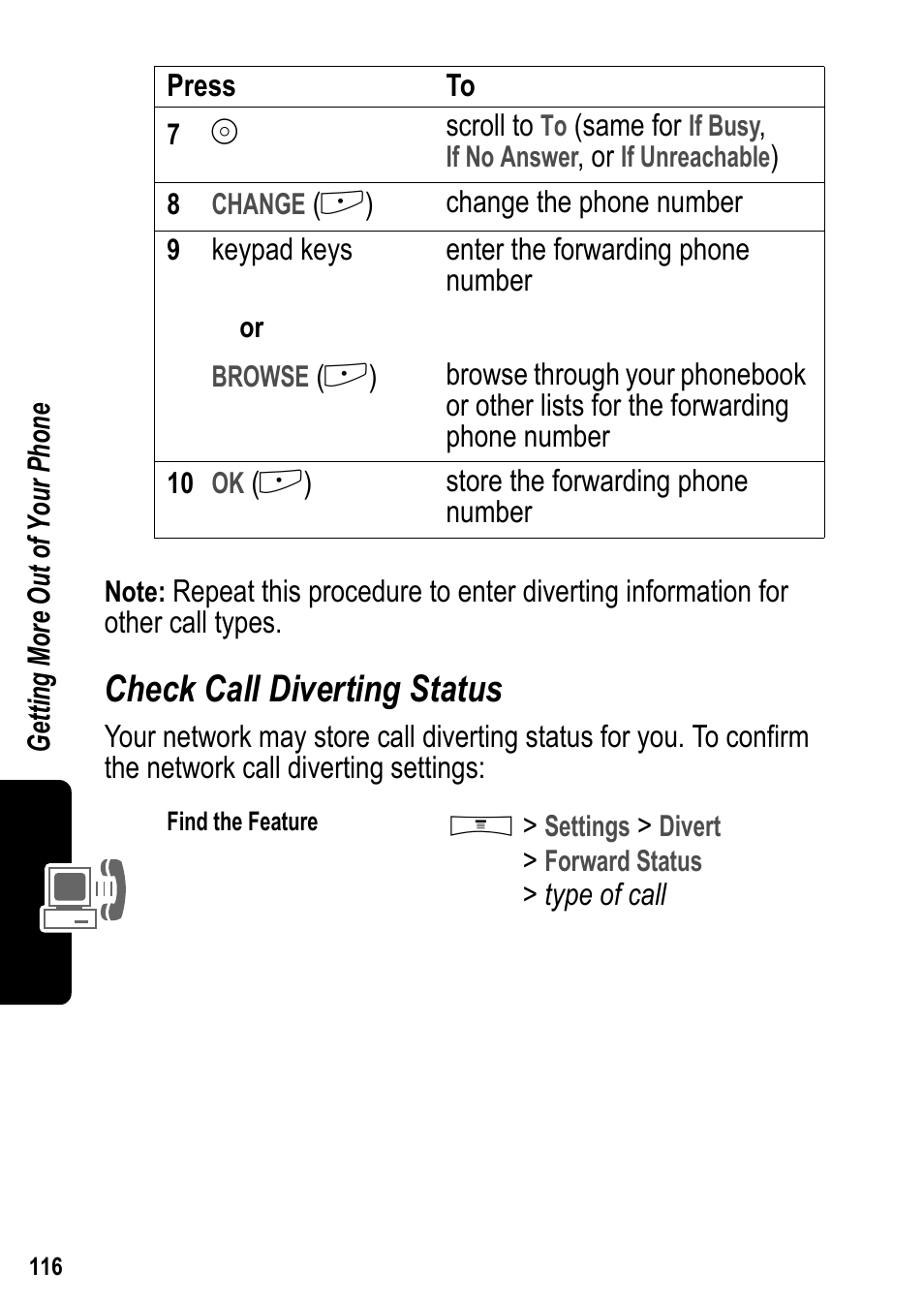 Check call diverting status | Siemens U15 User Manual | Page 117 / 188