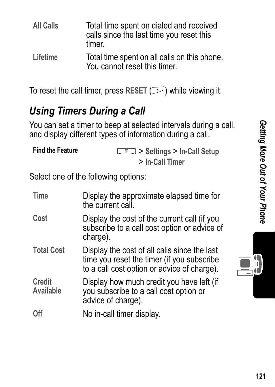 Using timers during a call | Siemens U15 User Manual | Page 122 / 188