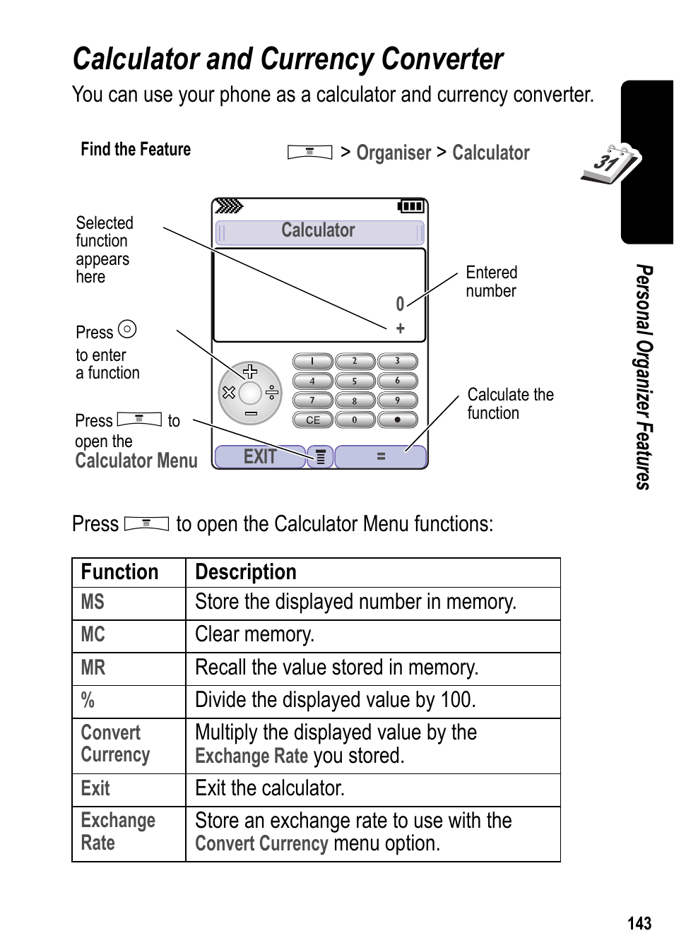 Calculator and currency converter | Siemens U15 User Manual | Page 144 / 188