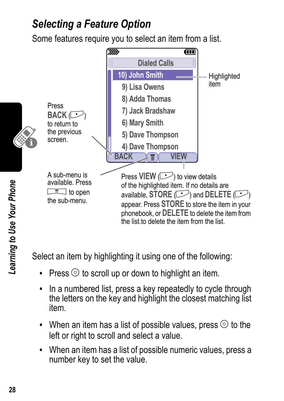 Selecting a feature option | Siemens U15 User Manual | Page 29 / 188