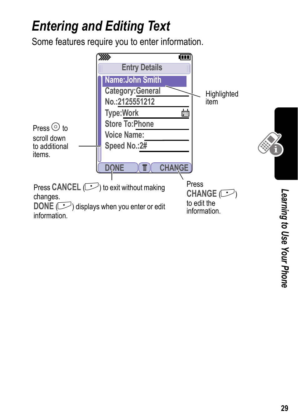 Entering and editing text | Siemens U15 User Manual | Page 30 / 188