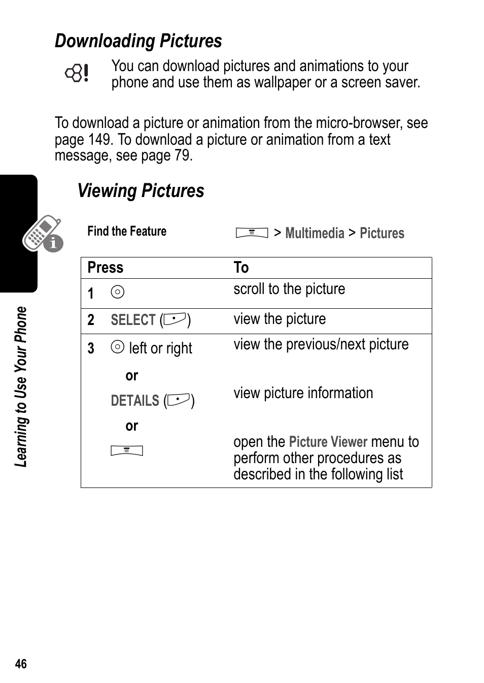 Downloading pictures, Viewing pictures | Siemens U15 User Manual | Page 47 / 188