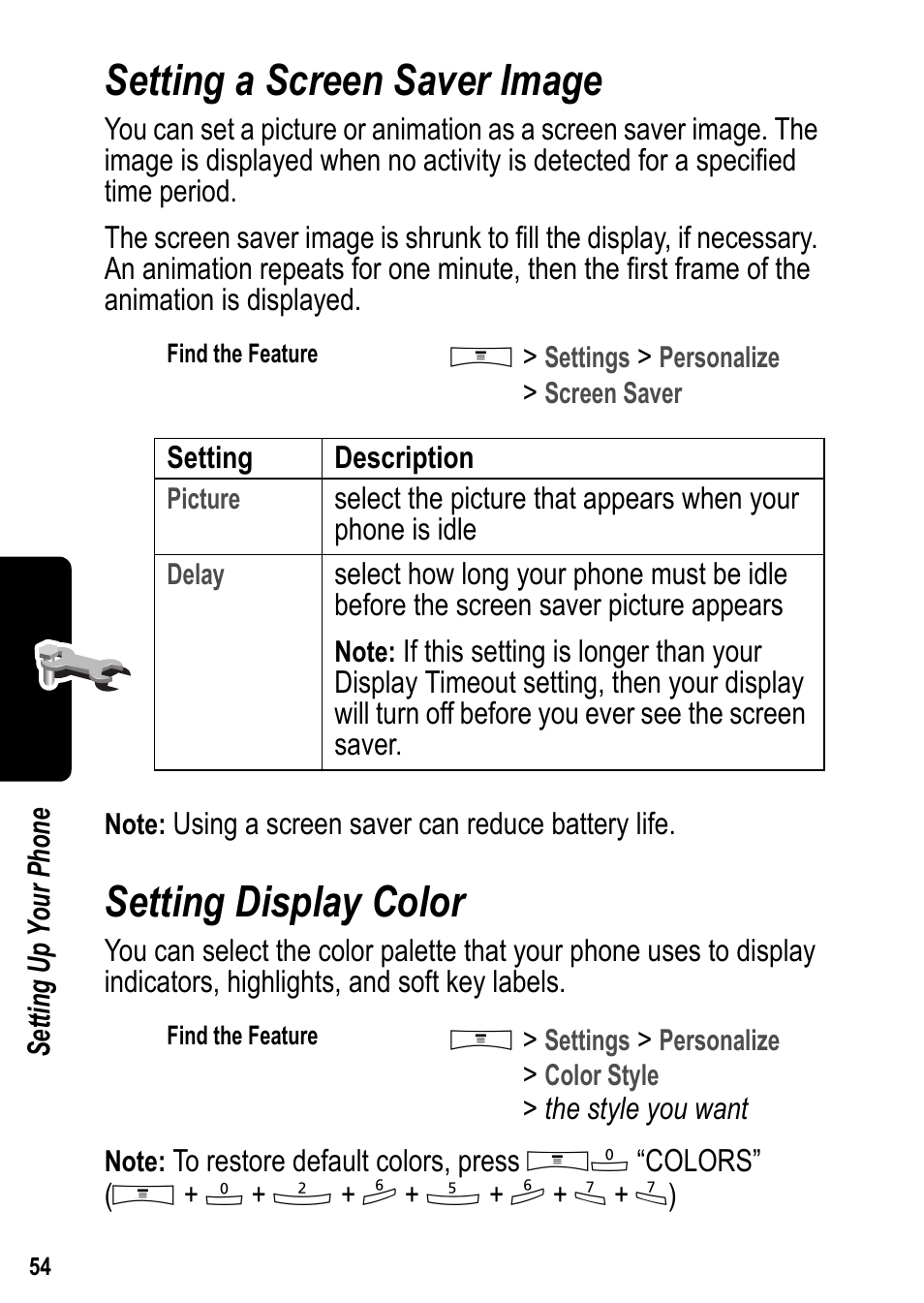 Setting a screen saver image, Setting display color, Setting a screen saver image setting display color | Siemens U15 User Manual | Page 55 / 188