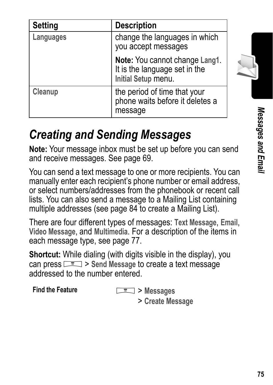 Creating and sending messages | Siemens U15 User Manual | Page 76 / 188