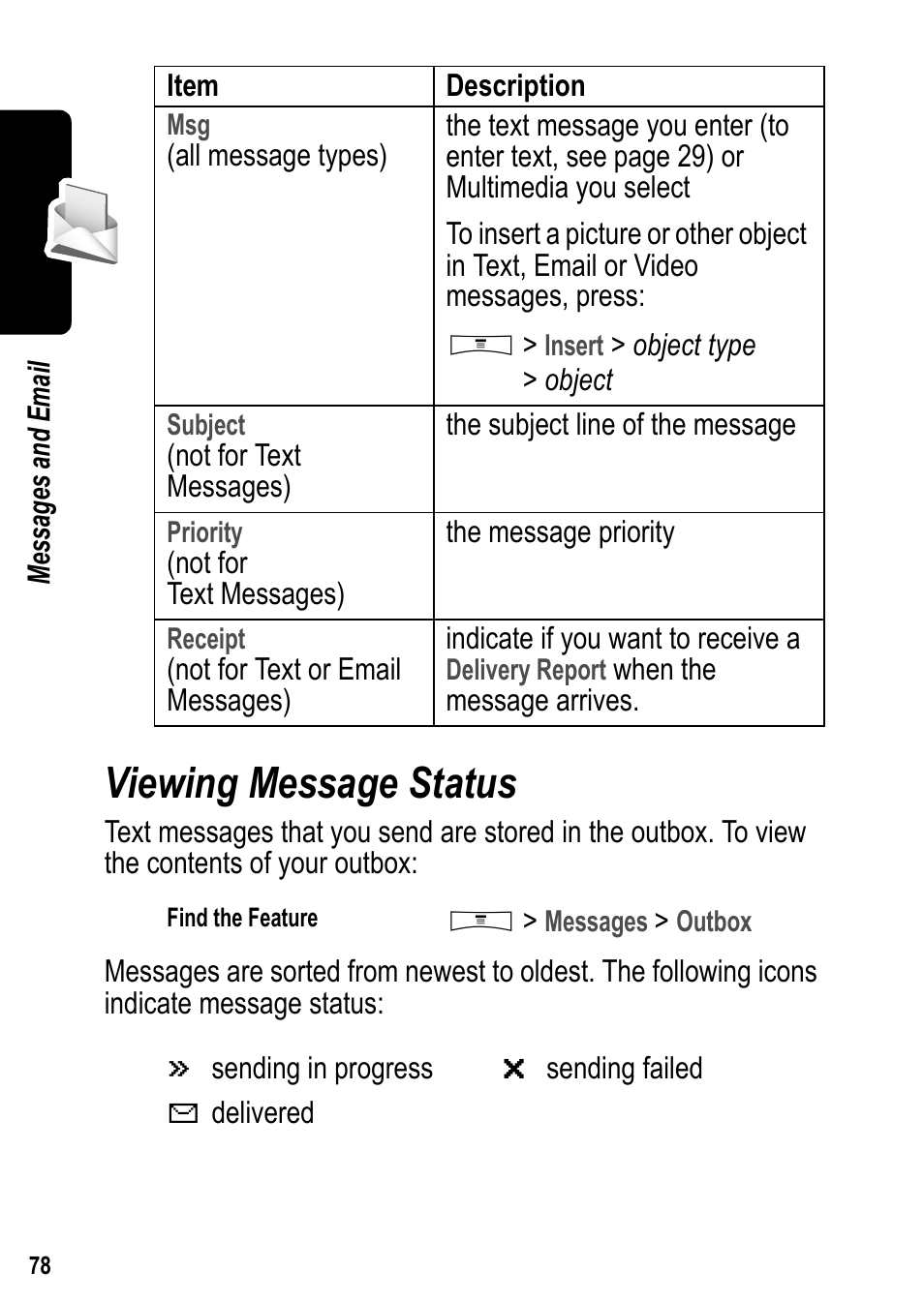 Viewing message status | Siemens U15 User Manual | Page 79 / 188