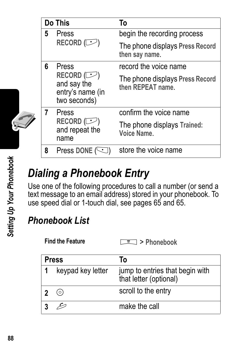 Dialing a phonebook entry, Phonebook list | Siemens U15 User Manual | Page 89 / 188
