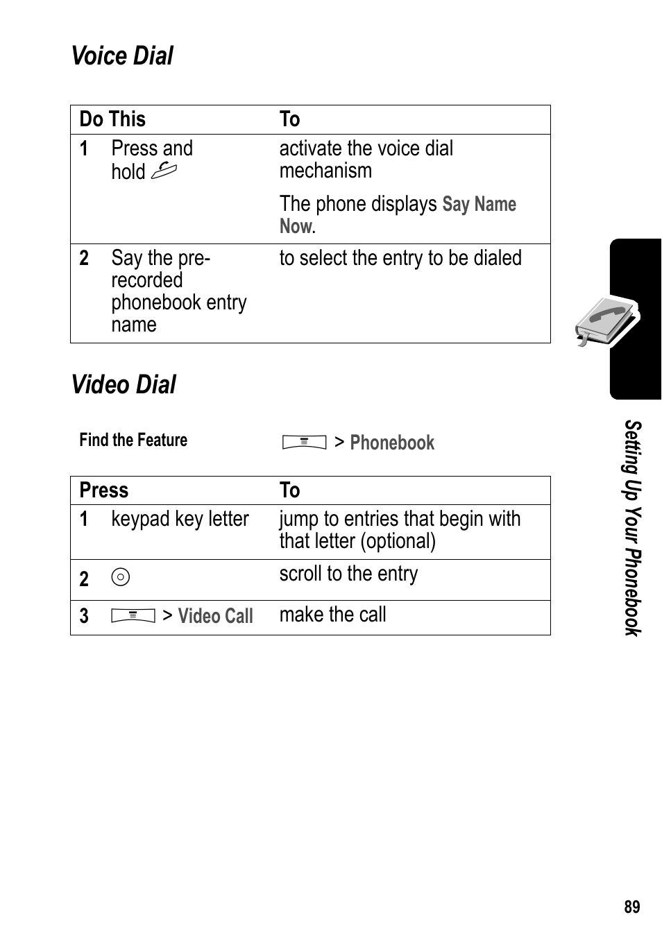 Voice dial, Video dial, Voice dial video dial | Siemens U15 User Manual | Page 90 / 188