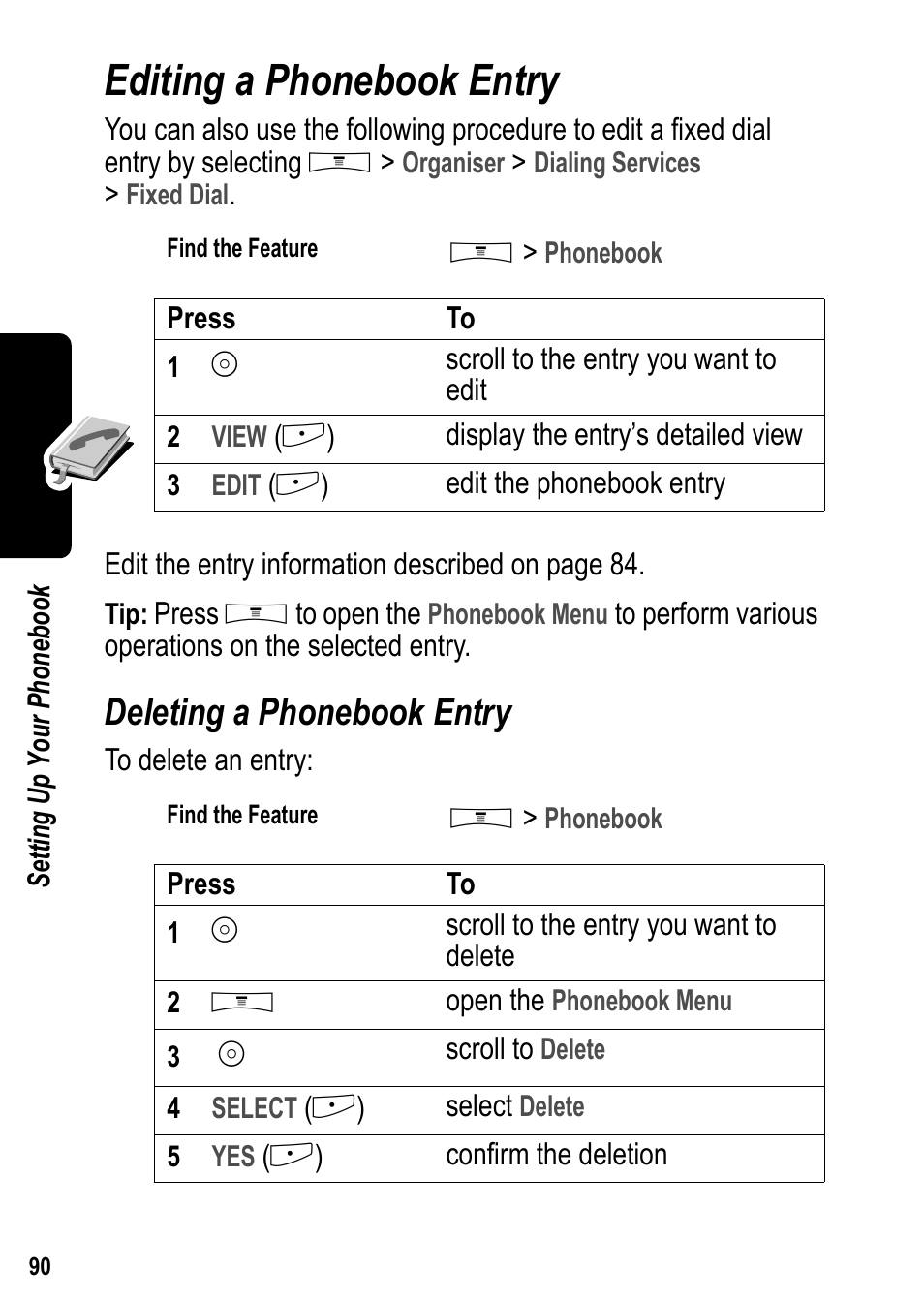 Editing a phonebook entry, Deleting a phonebook entry | Siemens U15 User Manual | Page 91 / 188
