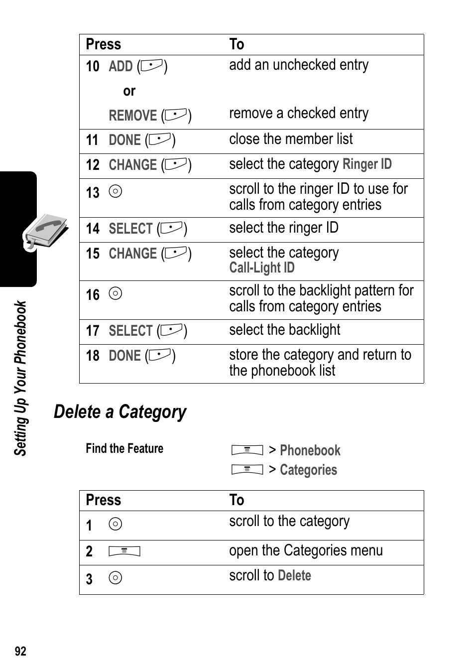 Delete a category | Siemens U15 User Manual | Page 93 / 188