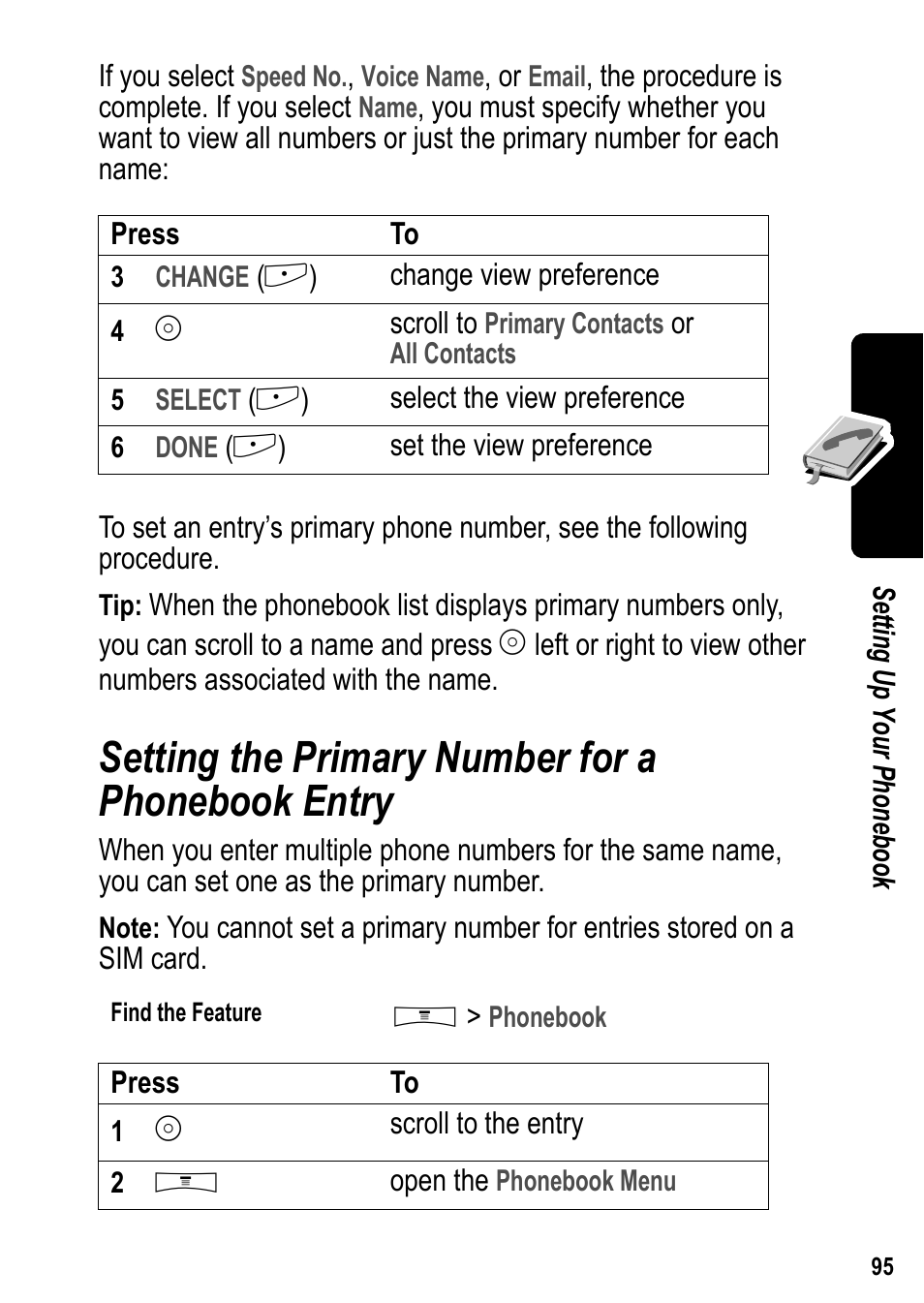 Setting the primary number for a phonebook entry | Siemens U15 User Manual | Page 96 / 188