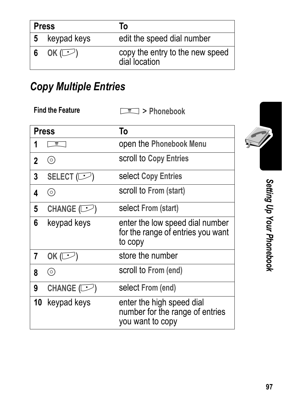 Copy multiple entries | Siemens U15 User Manual | Page 98 / 188