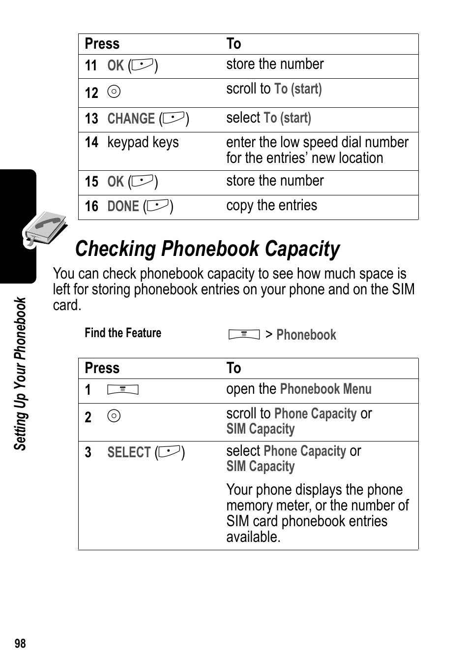 Checking phonebook capacity | Siemens U15 User Manual | Page 99 / 188