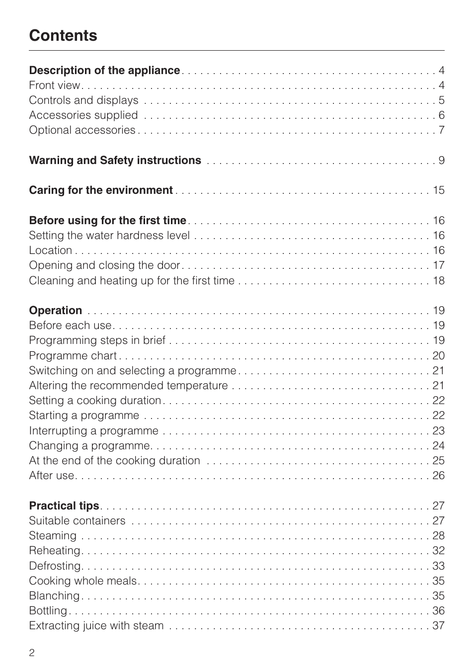 Miele DG 4064 User Manual | Page 2 / 60