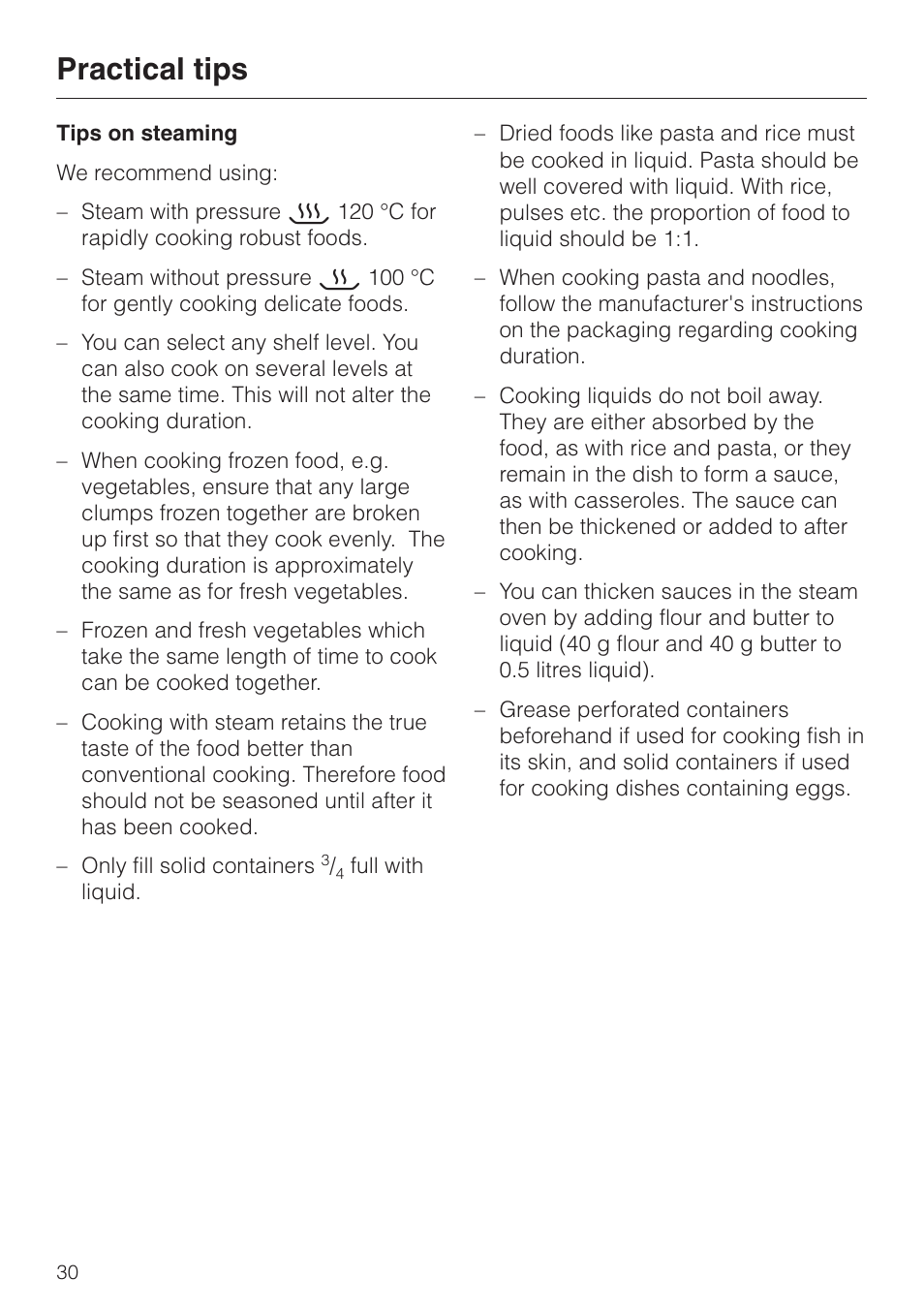 Practical tips | Miele DG 4064 User Manual | Page 30 / 60