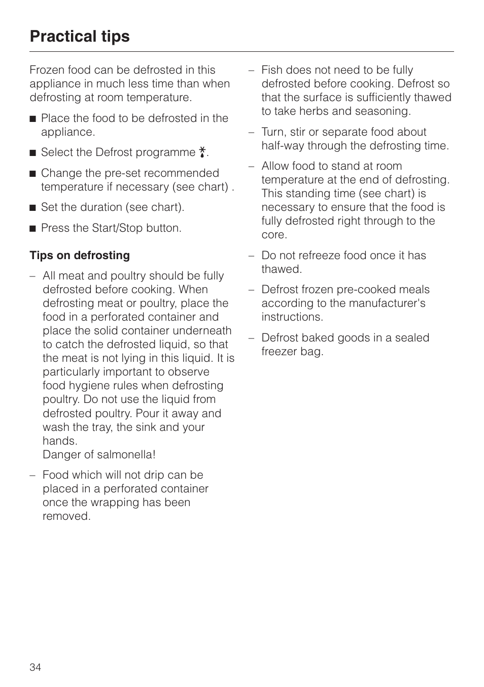 Practical tips | Miele DG 4064 User Manual | Page 34 / 60