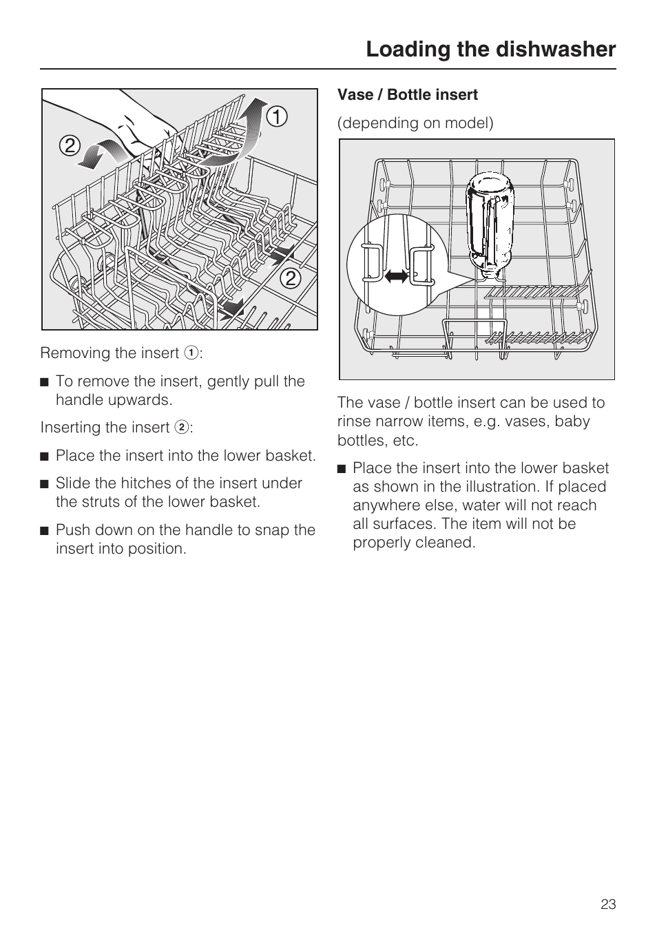 Loading the dishwasher | Miele G 2143 User Manual | Page 23 / 60