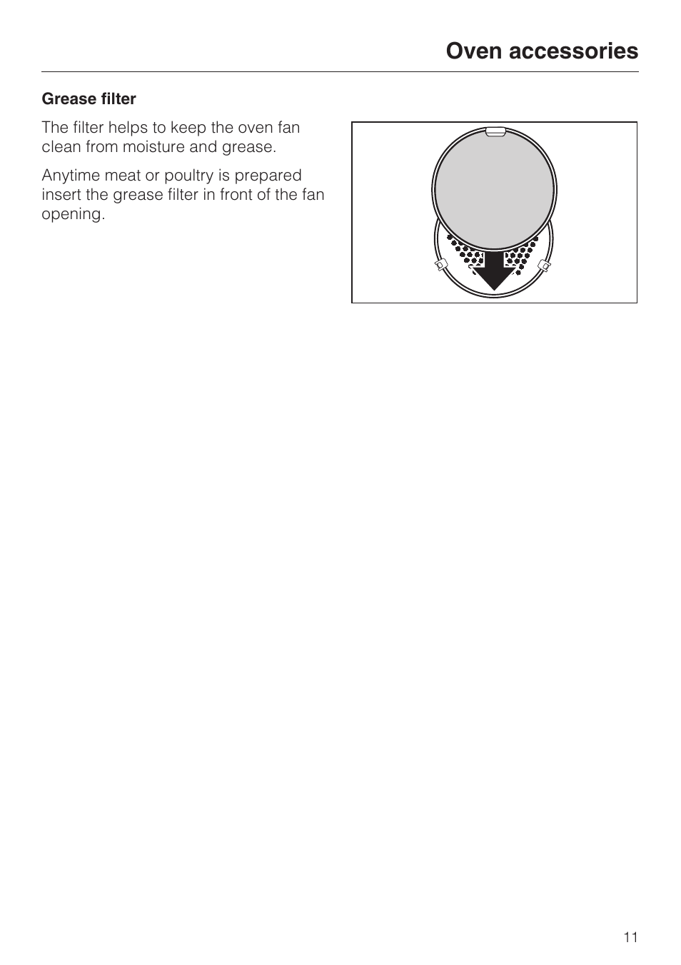 Grease filter 11, Oven accessories | Miele H 4242 B User Manual | Page 11 / 56