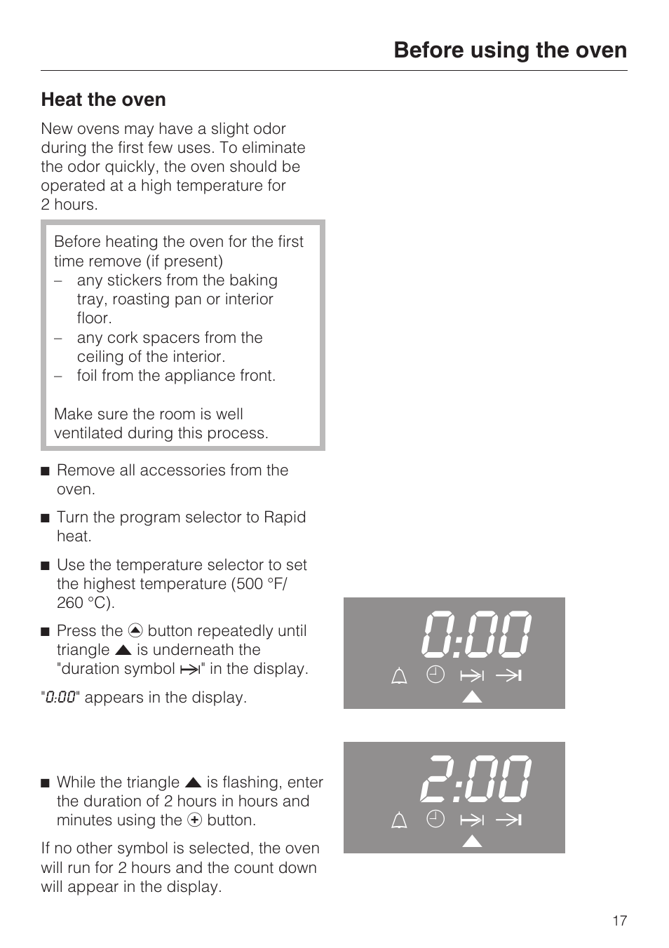 Before using the oven | Miele H 4242 B User Manual | Page 17 / 56