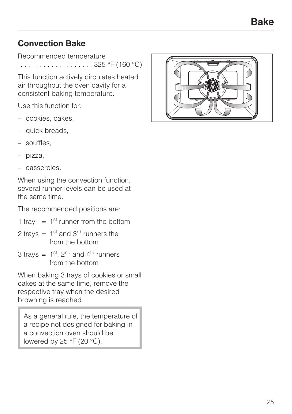 Bake, Convection bake | Miele H 4242 B User Manual | Page 25 / 56