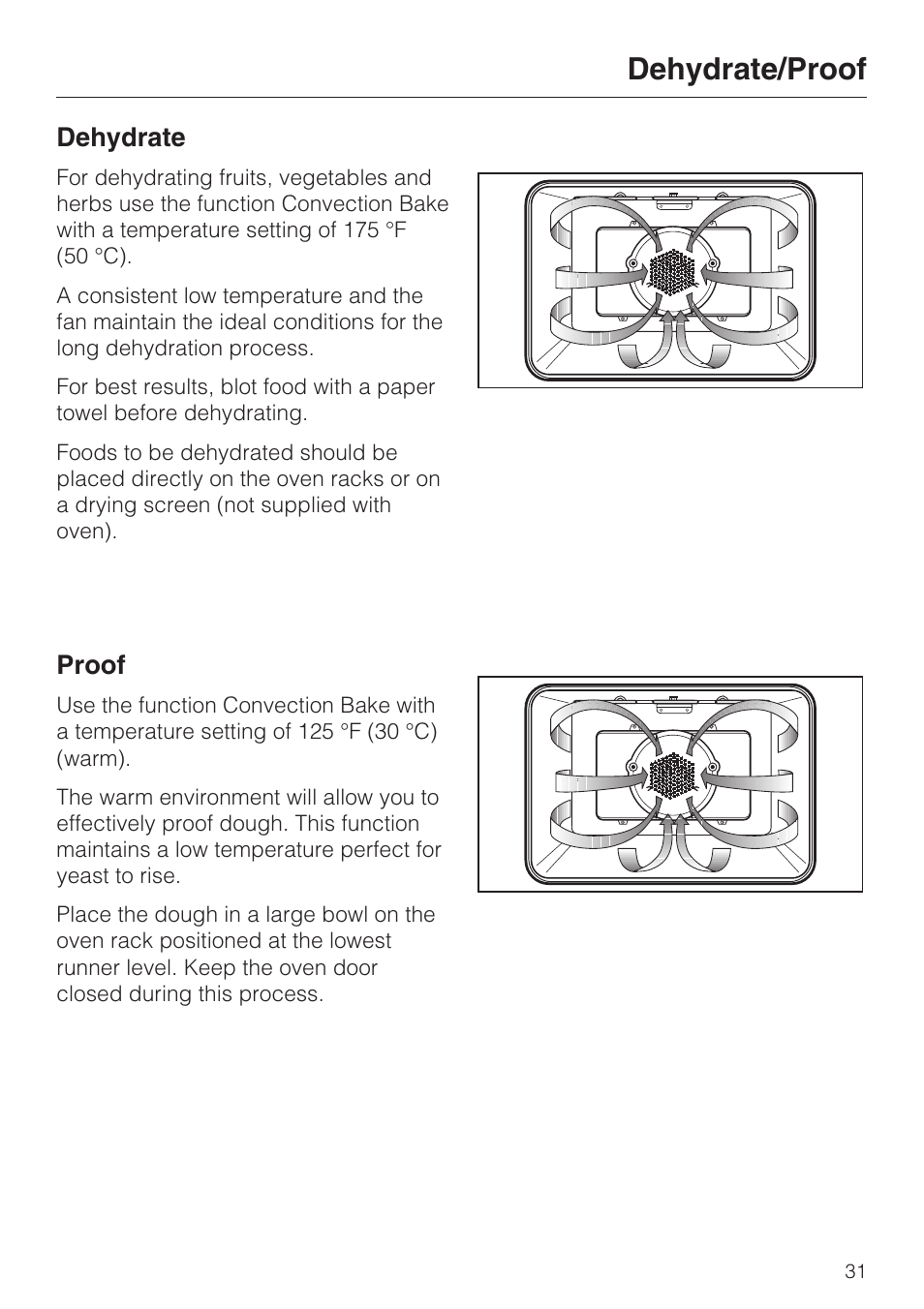 Dehydrate/proof 31, Dehydrate/proof, Dehydrate | Proof | Miele H 4242 B User Manual | Page 31 / 56