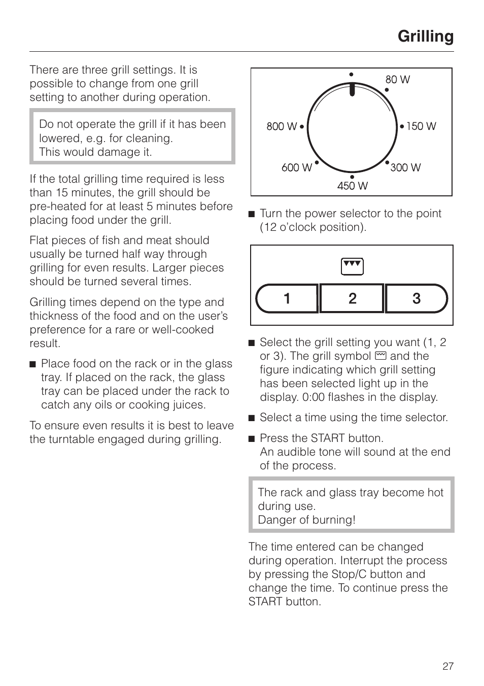 Grilling 27, Grilling | Miele M 613 G User Manual | Page 27 / 44