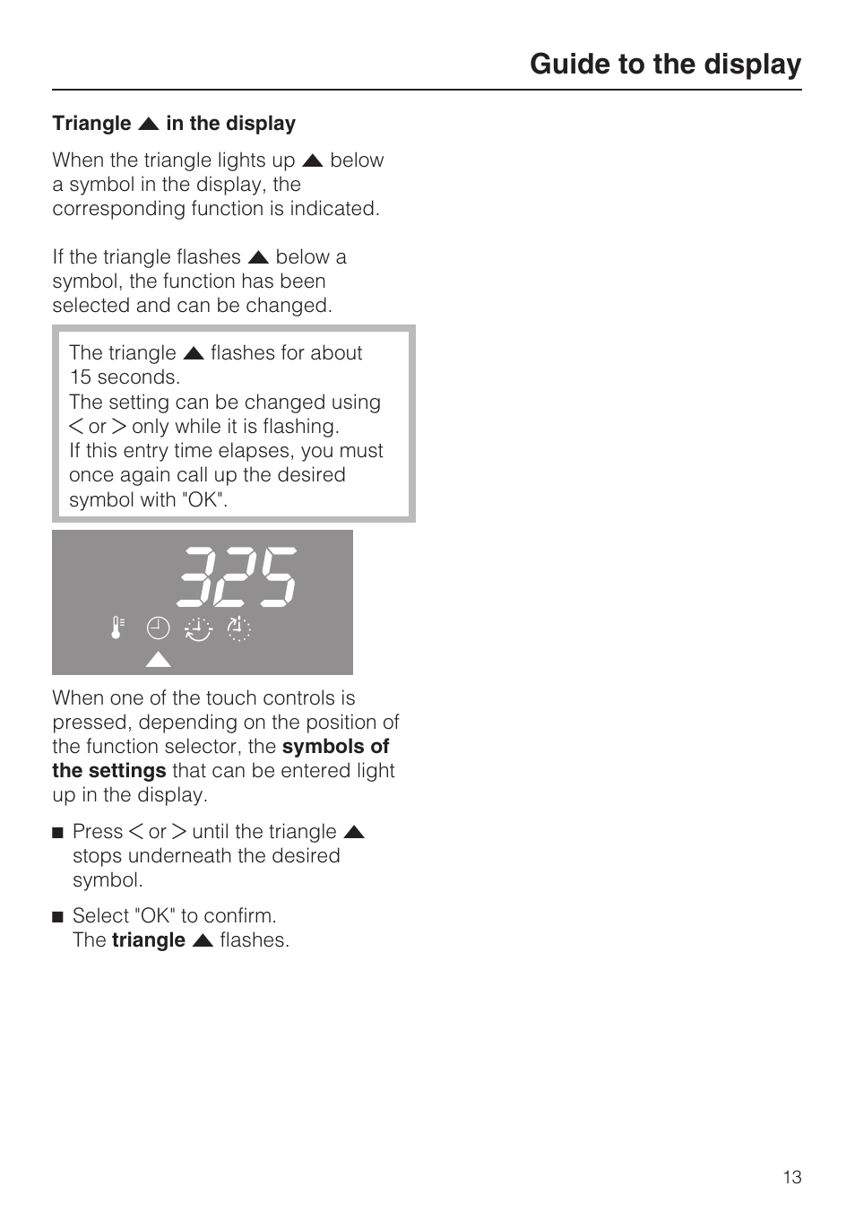 Guide to the display | Miele H 4044 BM User Manual | Page 13 / 56