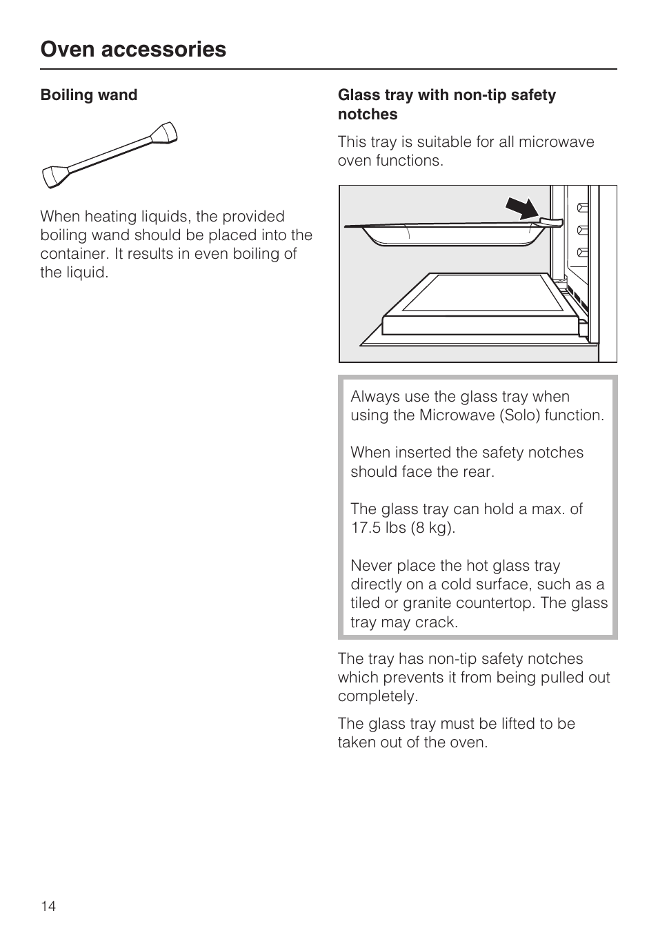 Oven accessories 14, Oven accessories | Miele H 4044 BM User Manual | Page 14 / 56