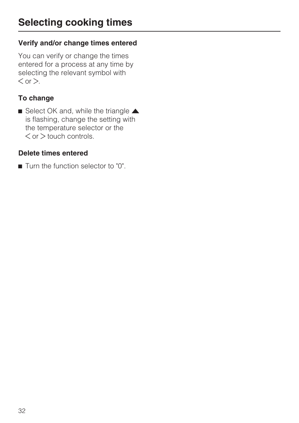 Selecting cooking times | Miele H 4044 BM User Manual | Page 32 / 56