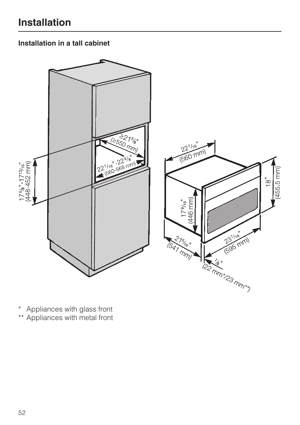 Installation | Miele H 4044 BM User Manual | Page 52 / 56