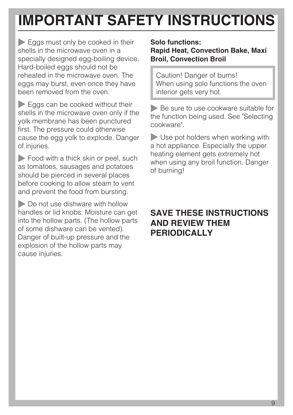 Important safety instructions | Miele H 4044 BM User Manual | Page 9 / 56