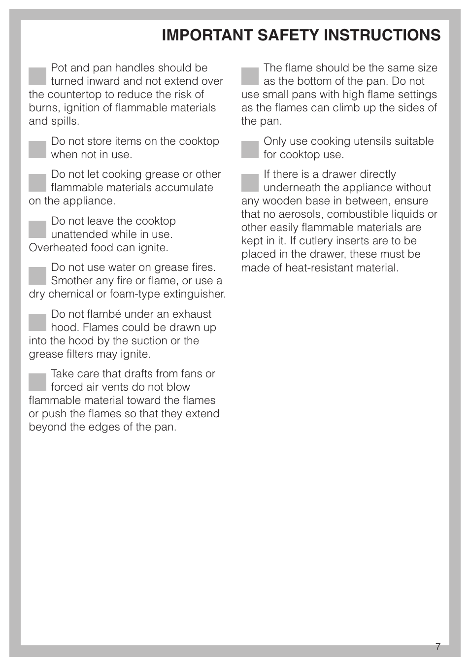 Important safety instructions | Miele KM360G User Manual | Page 7 / 20