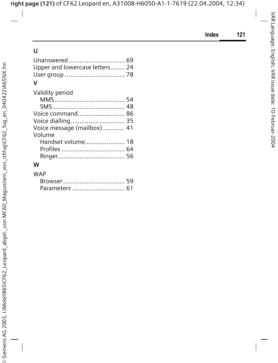Siemens CF62 User Manual | Page 122 / 122