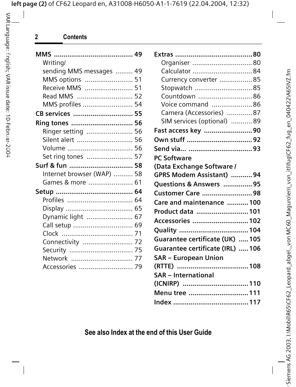 Siemens CF62 User Manual | Page 3 / 122