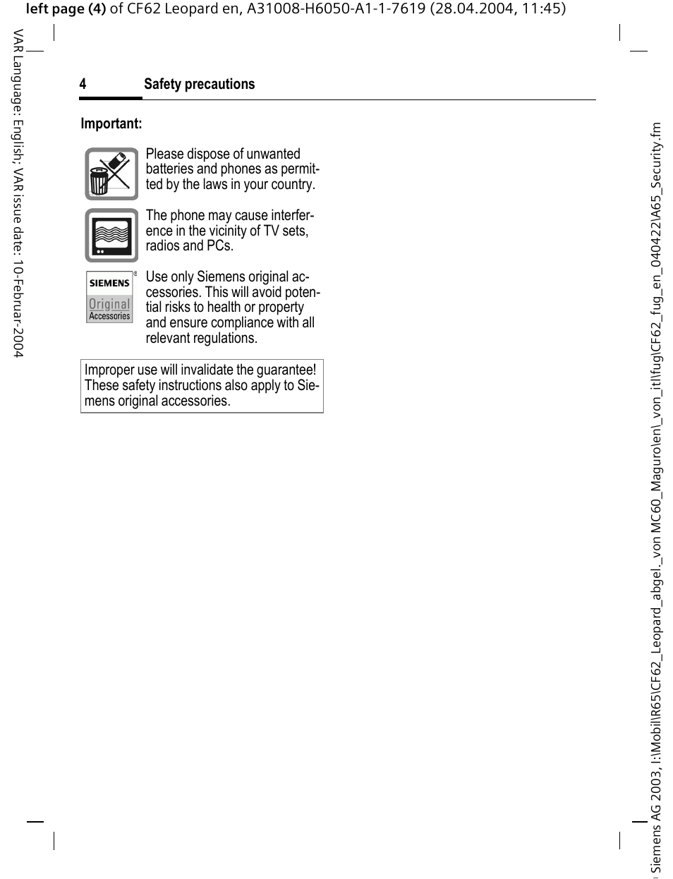 Siemens CF62 User Manual | Page 5 / 122