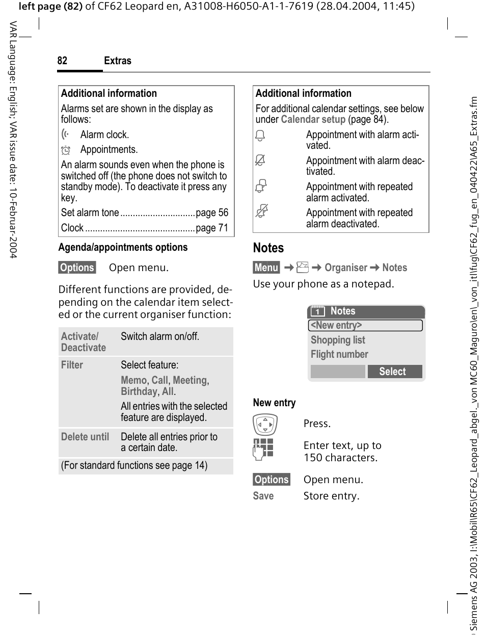 Siemens CF62 User Manual | Page 83 / 122