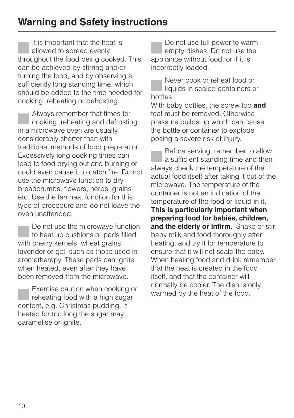 Warning and safety instructions | Miele M 637-45 ECR User Manual | Page 10 / 60