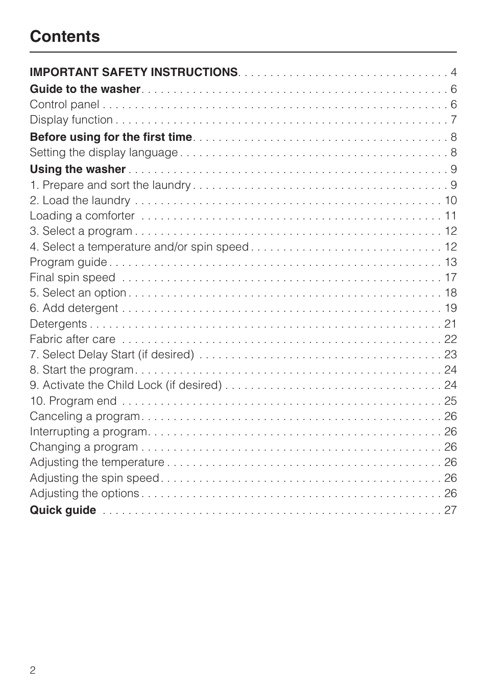 Miele W 4840 User Manual | Page 2 / 56