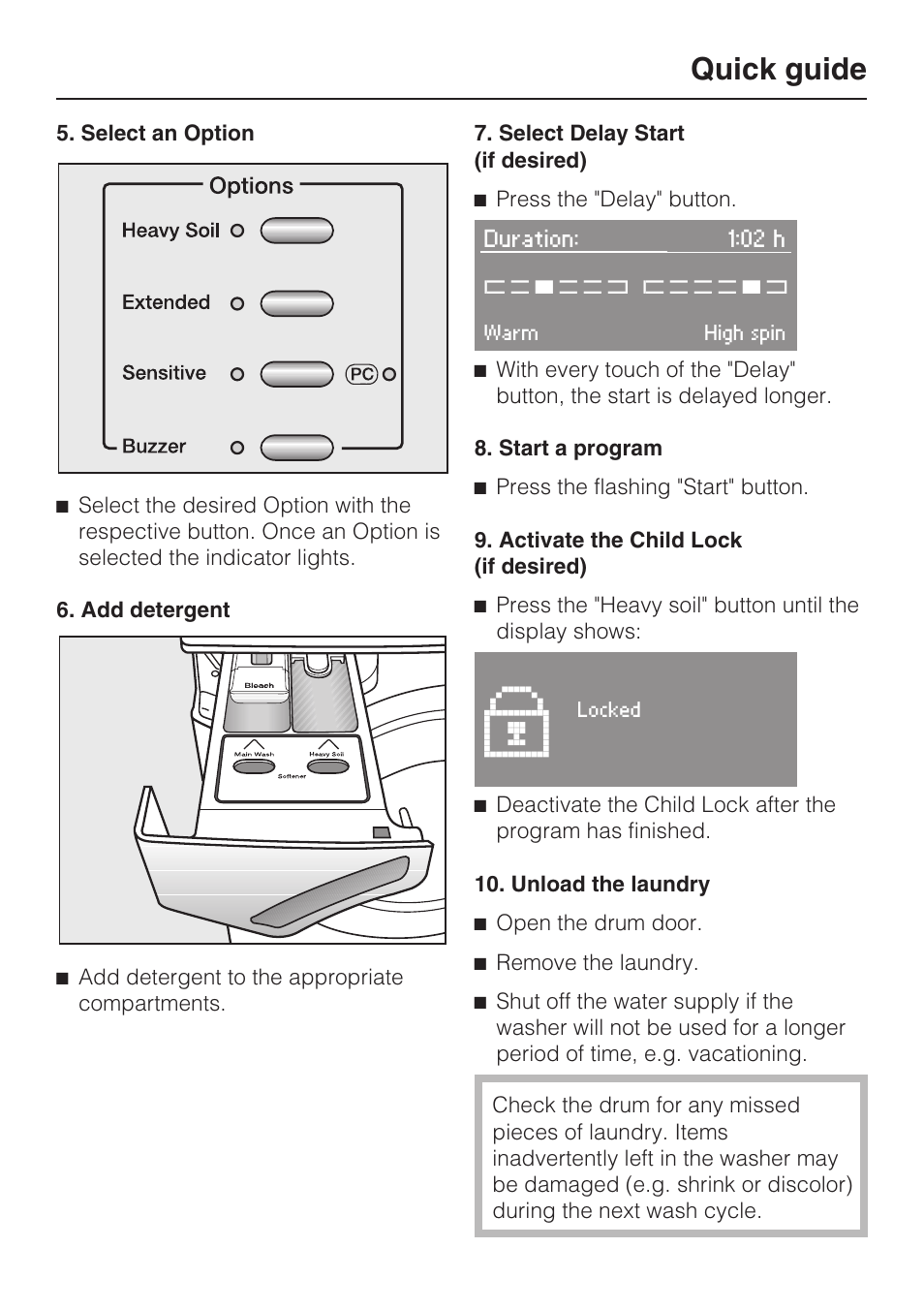 Quick guide | Miele W 4840 User Manual | Page 29 / 56