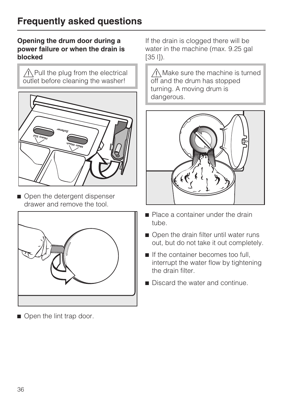 Frequently asked questions | Miele W 4840 User Manual | Page 40 / 56