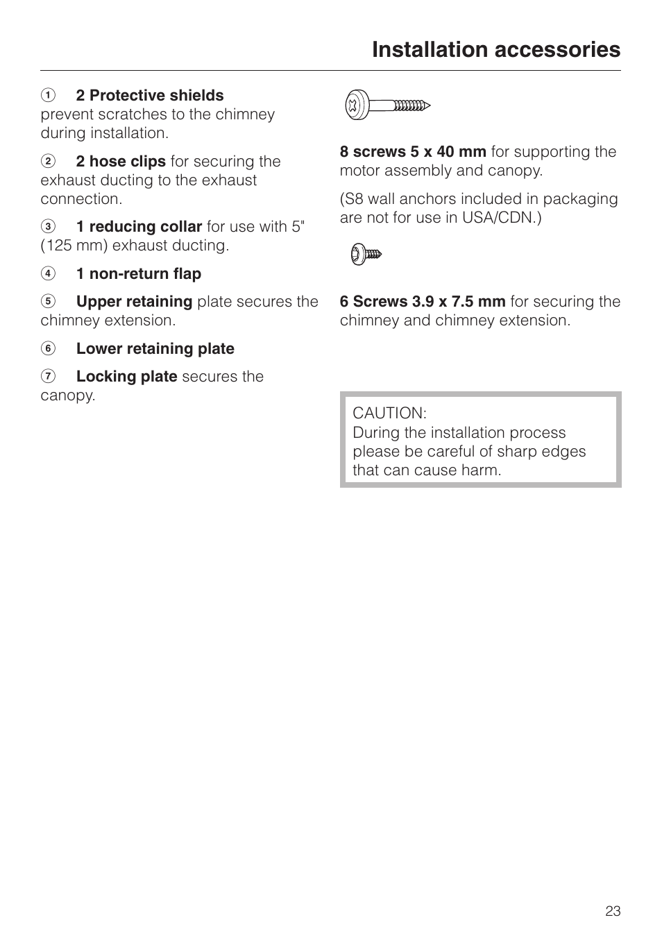 Installation accessories | Miele DA239-3 User Manual | Page 23 / 40