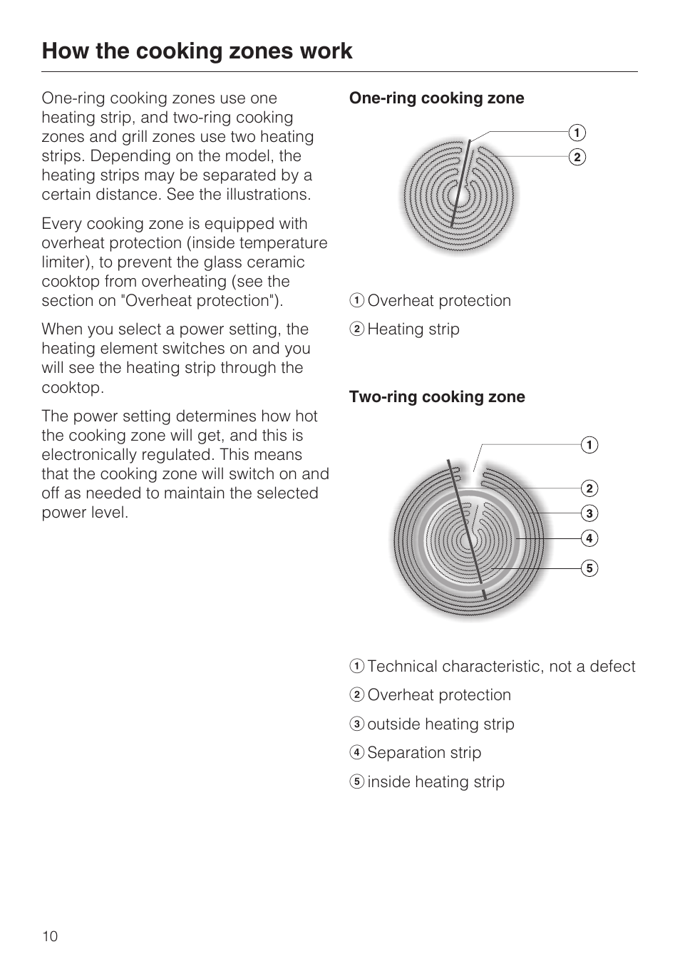 How the cooking zones work 10, How the cooking zones work | Miele CS 1122 User Manual | Page 10 / 40