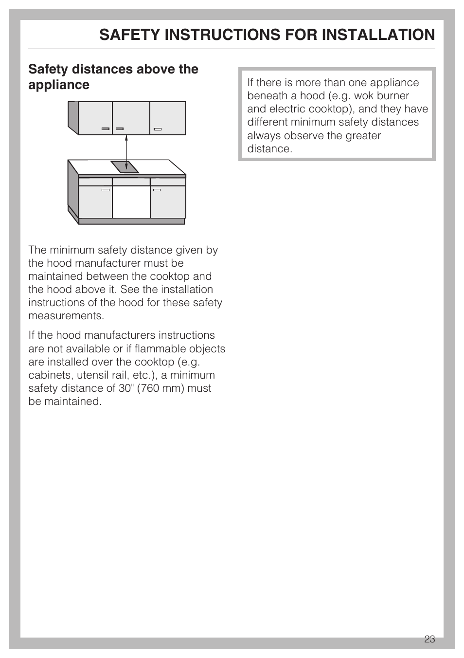 Safety instructions for installation | Miele CS 1122 User Manual | Page 23 / 40